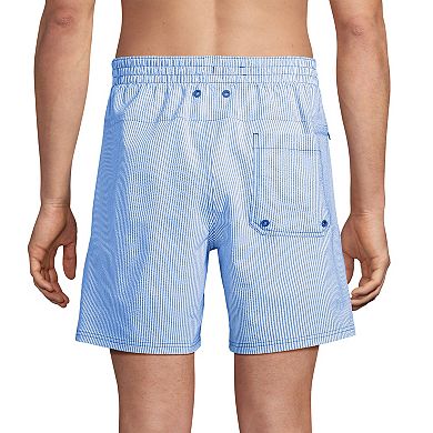 Men's Lands' End 7-Inch Seersucker Volley Swim Bottoms