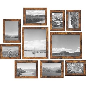 Rustic Brown Collage Picture Frames Set of Ten for Wall Gallery and Table Display