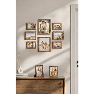 Rustic Brown Collage Picture Frames Set of Ten for Wall Gallery and Table Display