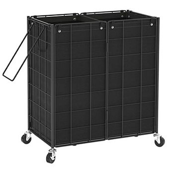Laundry Hamper With Wheels Metal Wire Frame Rolling Basket Removable Bags Dirty Clothes Organizer