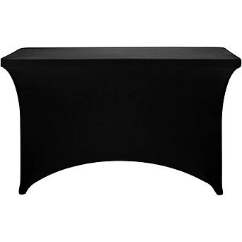 Black Fitted Spandex Tablecloth, Stretch, Durable, Party-Ready