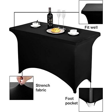 Black Fitted Spandex Tablecloth, Stretch, Durable, Party-Ready