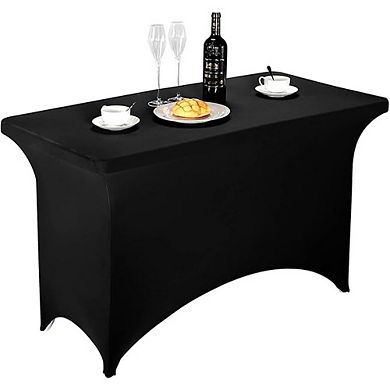 Black Fitted Spandex Tablecloth, Stretch, Durable, Party-Ready