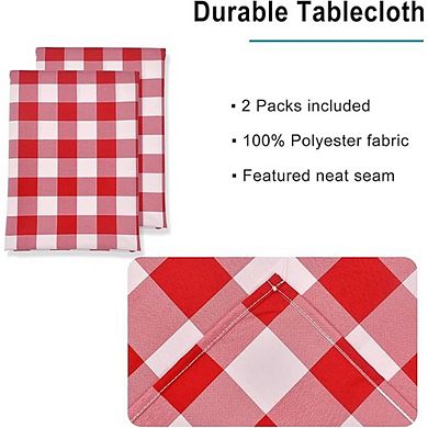 2-Pack White Buffalo Plaid Tablecloths, Waterproof, Checkered, Durable