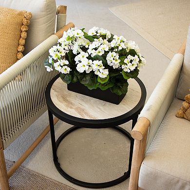 nearly natural UV Resistant Artificial Geranium in Rectangular Planter Table Decor
