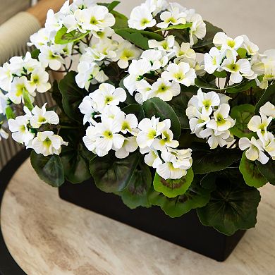 nearly natural UV Resistant Artificial Geranium in Rectangular Planter Table Decor