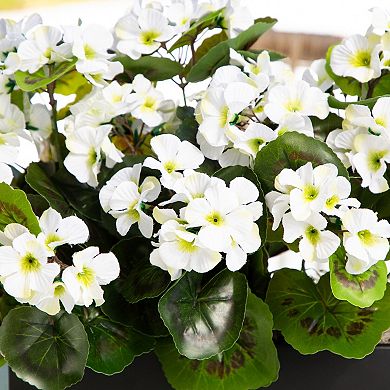 nearly natural UV Resistant Artificial Geranium in Rectangular Planter Table Decor