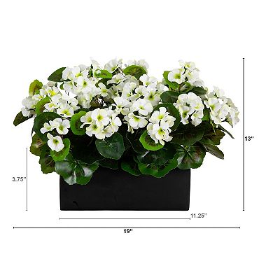 nearly natural UV Resistant Artificial Geranium in Rectangular Planter Table Decor