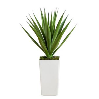 nearly natural 37-Inch UV Resistant Artificial Agave Plant in Tower Planter