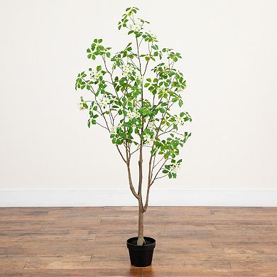 nearly natural 5-Foot Artificial Dogwood Tree Floor Decor