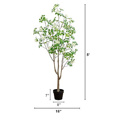 nearly natural 5-Foot Artificial Dogwood Tree Floor Decor