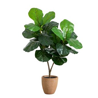 nearly natural Artificial Giant Fiddle Leaf Fig Tree in Decorative Planter Floor Decor