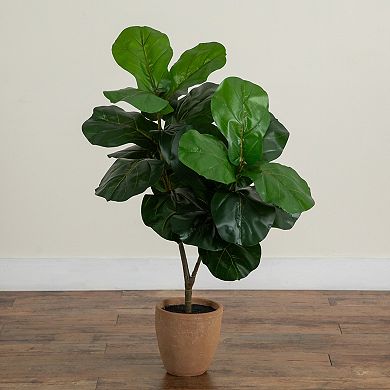 nearly natural Artificial Giant Fiddle Leaf Fig Tree in Decorative Planter Floor Decor
