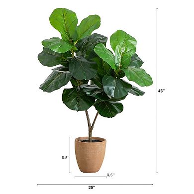 nearly natural Artificial Giant Fiddle Leaf Fig Tree in Decorative Planter Floor Decor