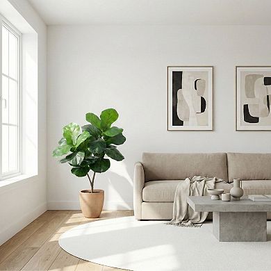 nearly natural Artificial Giant Fiddle Leaf Fig Tree in Decorative Planter Floor Decor