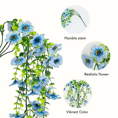 nearly natural 30-Inch UV Resistant Artificial Daisy Hanging Plant - 6-Pack