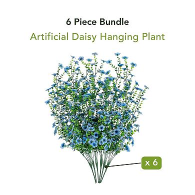 nearly natural 30-Inch UV Resistant Artificial Daisy Hanging Plant - 6-Pack