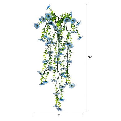 nearly natural 30-Inch UV Resistant Artificial Daisy Hanging Plant - 6-Pack