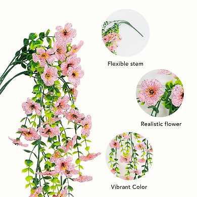 nearly natural 30-Inch UV Resistant Artificial Daisy Hanging Plant - 6-Pack