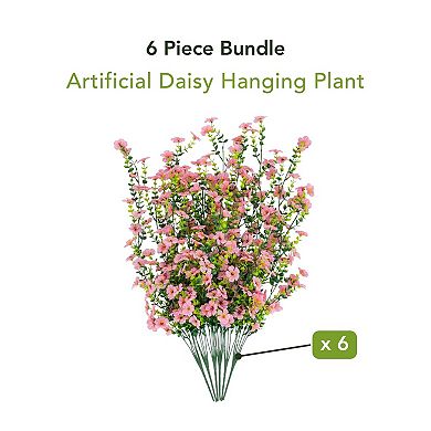 nearly natural 30-Inch UV Resistant Artificial Daisy Hanging Plant - 6-Pack