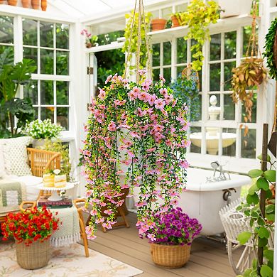 nearly natural 30-Inch UV Resistant Artificial Daisy Hanging Plant - 6-Pack