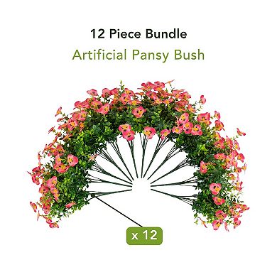 nearly natural 13-Inch UV Resistant Artificial Pansy Bush - Pack of 12