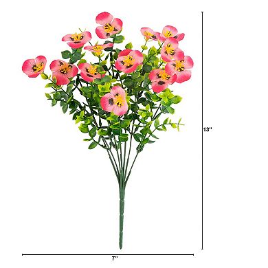nearly natural 13-Inch UV Resistant Artificial Pansy Bush - Pack of 12