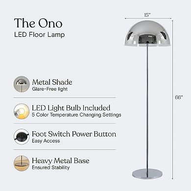 Ono 66" Modern Metal LED Floor Lamp with Color Temperature Adjustable Bulb