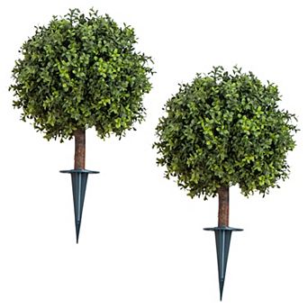 nearly natural Artificial UV Resistant Artificial Boxwood Bush Topiary 2-Pack