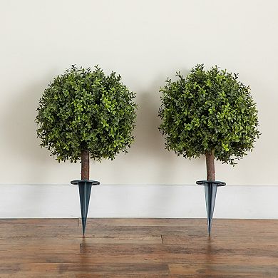 nearly natural Artificial UV Resistant Artificial Boxwood Bush Topiary 2-Pack