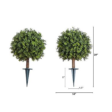 nearly natural Artificial UV Resistant Artificial Boxwood Bush Topiary 2-Pack