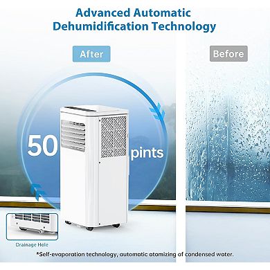 8000BTU 3in1 AC Portable Air Conditioner,Dehumidifier&Fan,Sleep Mode,24H Timer,Easy Install,350Sq.Ft