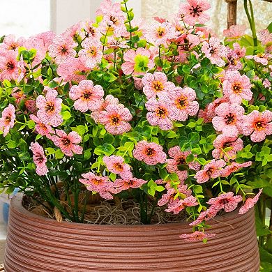 nearly natural 13-Inch UV Resistant Artificial Flowering Mini Rose Bush - Pack of 12
