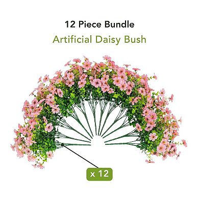nearly natural 13-Inch UV Resistant Artificial Flowering Mini Rose Bush - Pack of 12