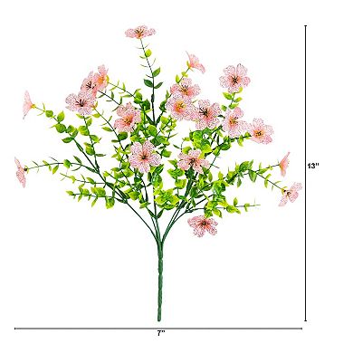 nearly natural 13-Inch UV Resistant Artificial Flowering Mini Rose Bush - Pack of 12