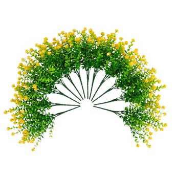 nearly natural 13-inch UV Resistant Artificial Mini Yellow Rose Bush 12-Pack