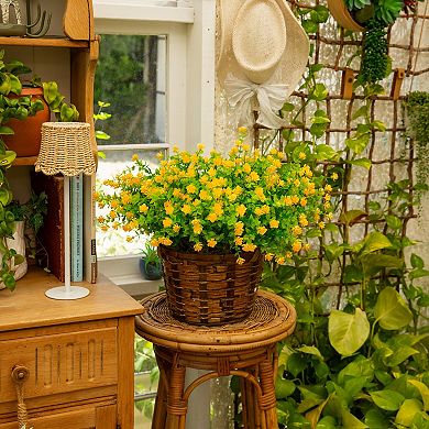 nearly natural 13-inch UV Resistant Artificial Mini Yellow Rose Bush 12-Pack