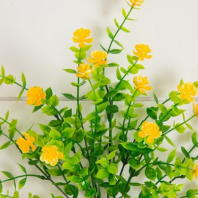 nearly natural 13-inch UV Resistant Artificial Mini Yellow Rose Bush 12-Pack