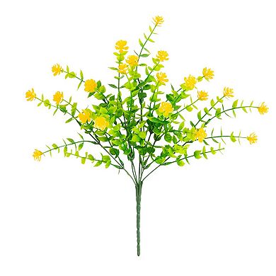 nearly natural 13-inch UV Resistant Artificial Mini Yellow Rose Bush 12-Pack