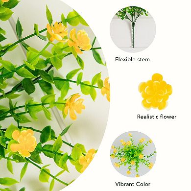 nearly natural 13-inch UV Resistant Artificial Mini Yellow Rose Bush 12-Pack