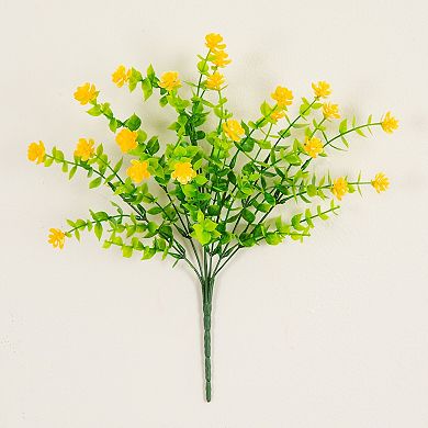 nearly natural 13-inch UV Resistant Artificial Mini Yellow Rose Bush 12-Pack
