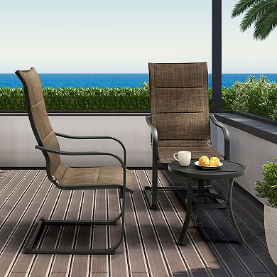 Outdoor 3-Piece Bistro Set, Round Side Table and Textilene Dining Chairs