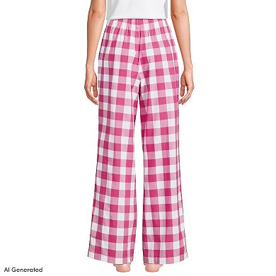 Women's Lands' End Poplin Wide Leg Pajama Pants