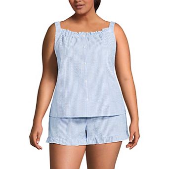 Plus Size Lands' End 2 pc Seersucker Pajama Tank Top & Pajama Shorts Set