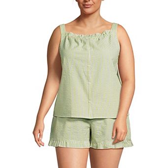 Plus Size Lands' End 2 pc Seersucker Pajama Tank Top & Pajama Shorts Set