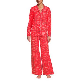 Women's Lands' End Long Sleeve Button Front Pajama Top