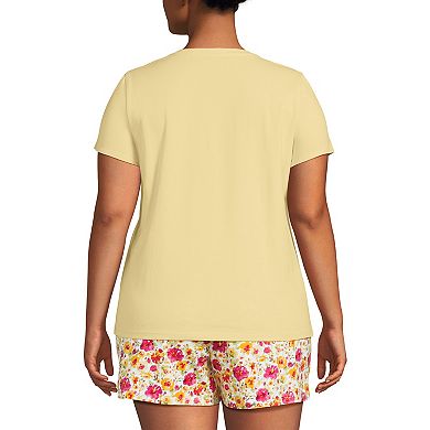 Plus Size Lands' End Knit Short Sleeve Pajama Top & Pajama Shorts Set