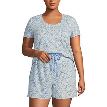 Plus Size Lands' End Knit Short Sleeve Pajama Top & Pajama Shorts Set