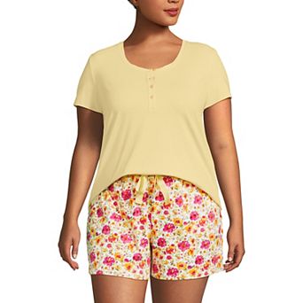 Plus Size Lands' End Knit Short Sleeve Pajama Top & Pajama Shorts Set