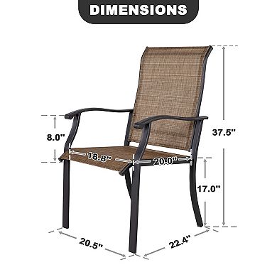 Outdoor 4-Piece Patio Chair Set, Textilene Fabric, Powder-coated Iron Frame, Black and Brown